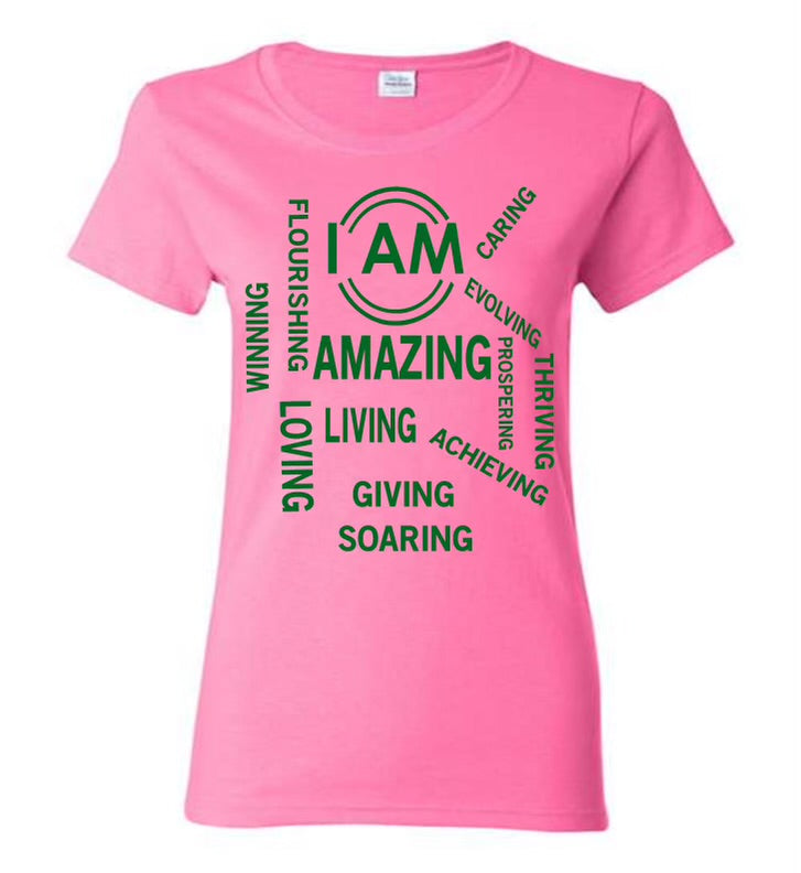 I AM Amazing Tee (Pink/Green)